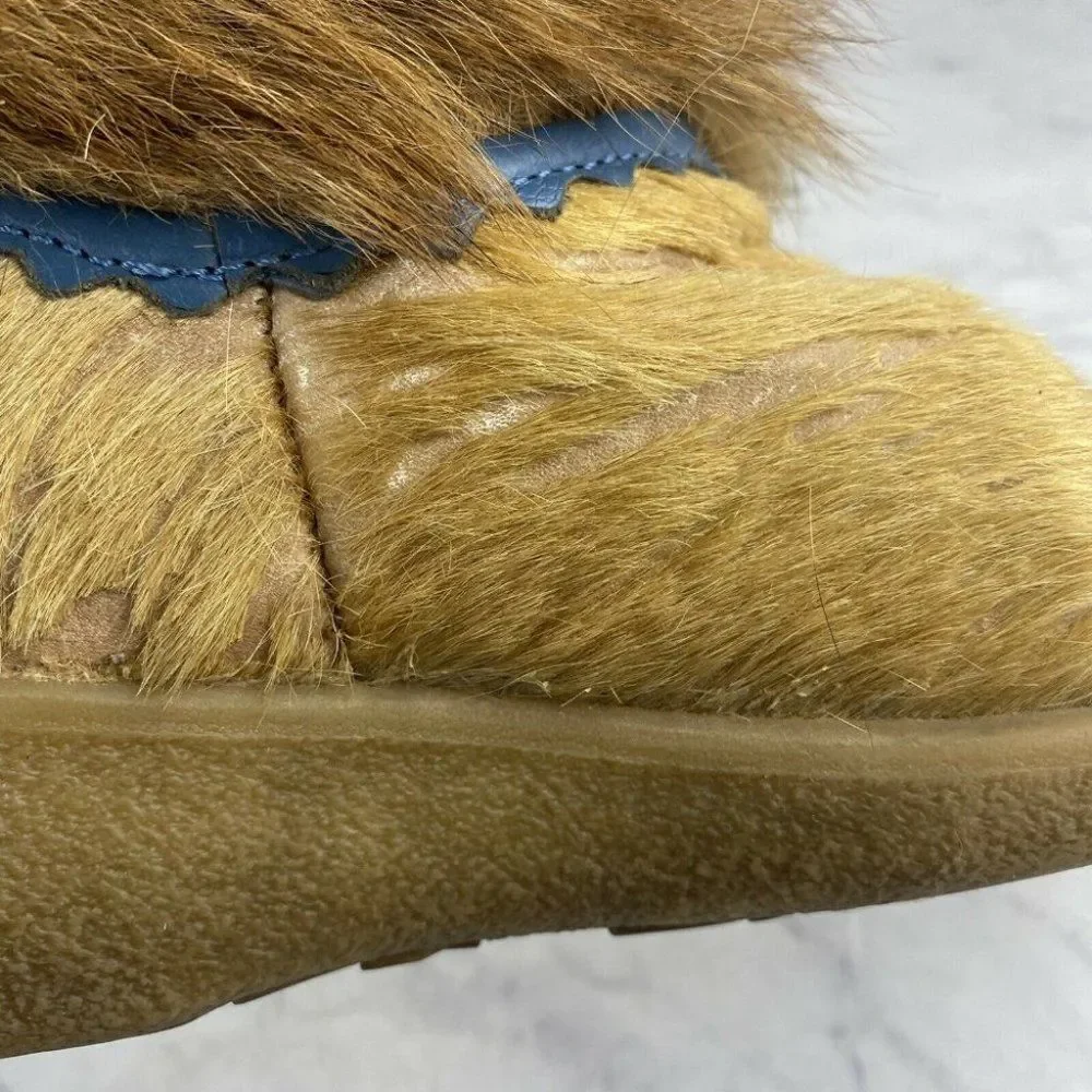 Tecnica Fur Boots 6 Womens Tan Ski Aztec Boho Festival Lace Up Apres Wedge